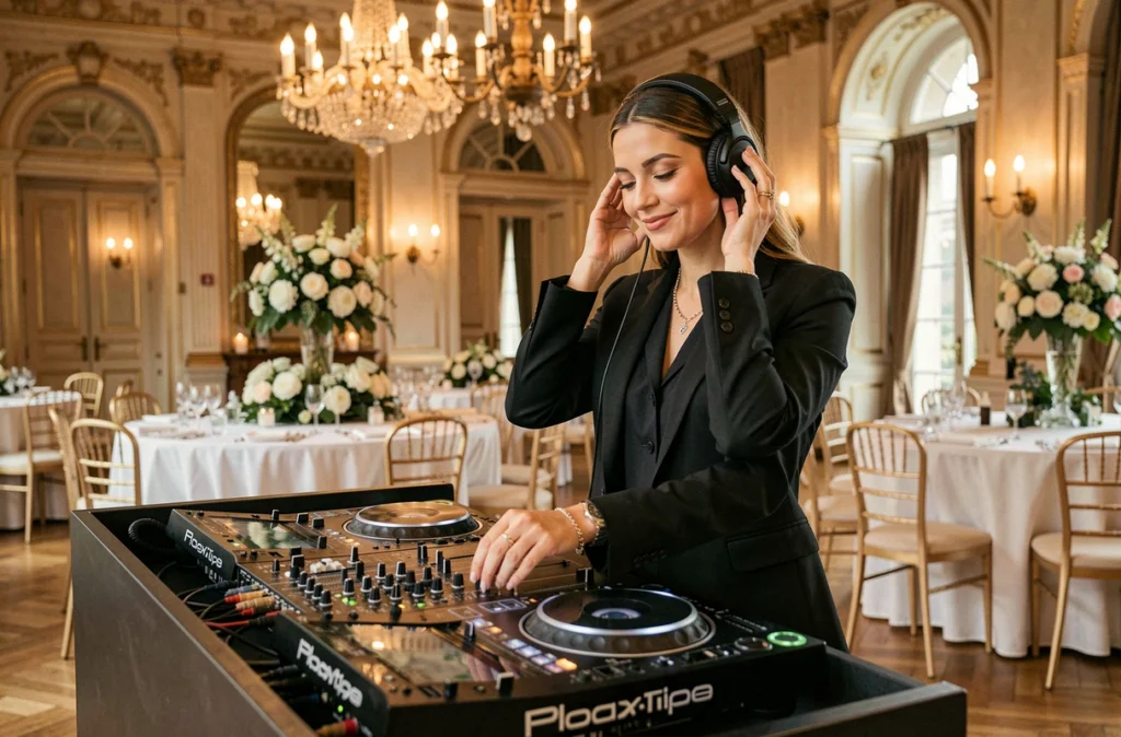 Mademoiselle Ely, DJ féminine en Seine-et-Marne, en performance dans un cadre haut de gamme lors d'un événement privé luxueux